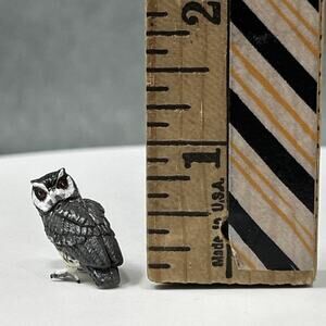 Micro Mini Southern White Faced Owl Figurine 1" Small Animal Crafts Dollhouse